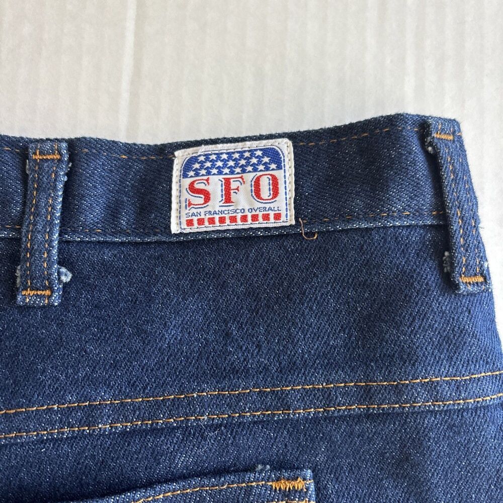 Vintage SFO San Francisco Overall Jeans Made USA NWT W48 L30 Blue - Picture 13 of 13